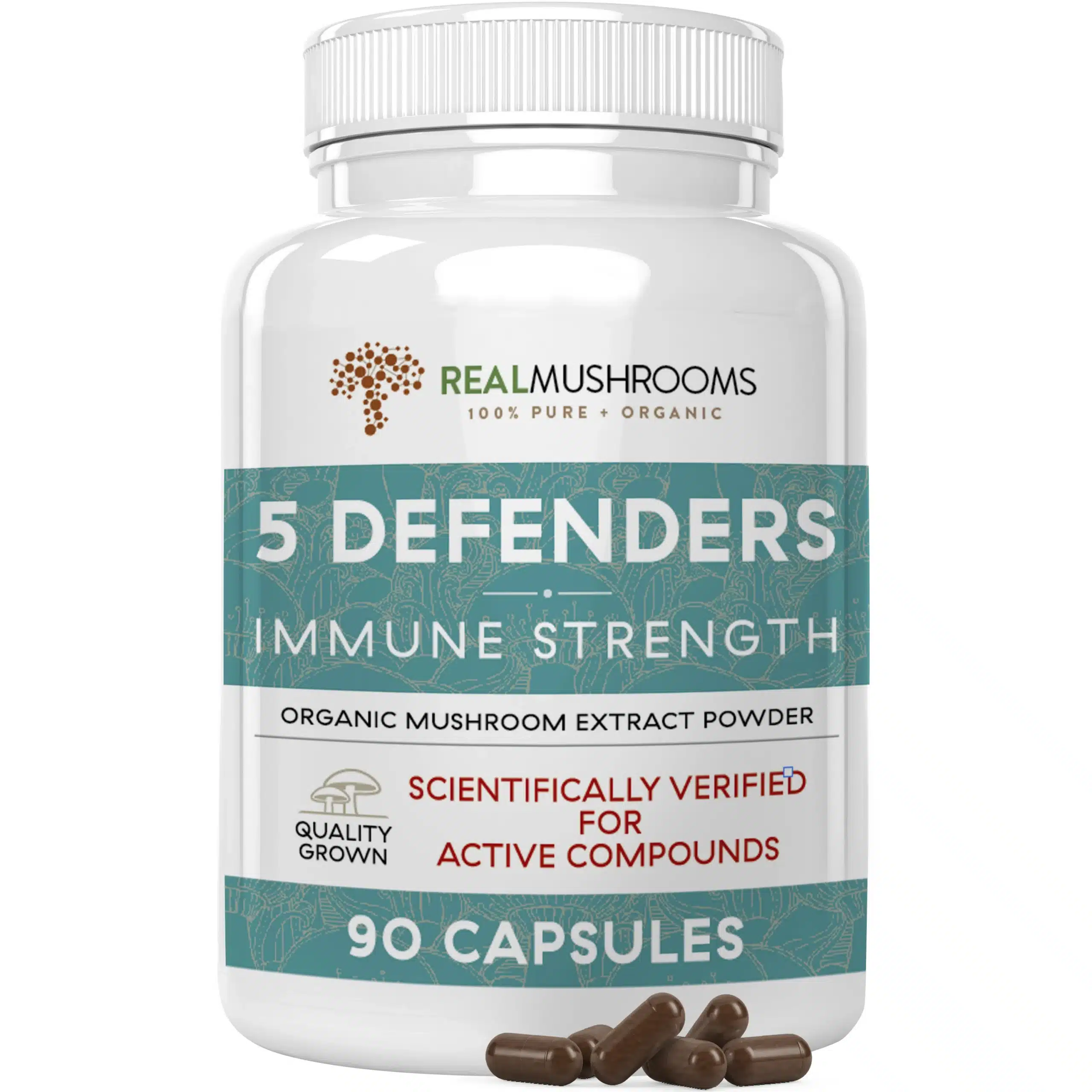 realmushrooms 5 defenders mushroom complex supplement bottle image